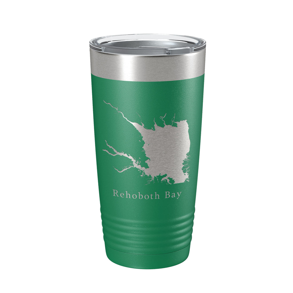 Rehoboth Bay Tumbler Lake Map Travel Mug Insulated Laser Engraved Coffee Cup Delaware 20 oz