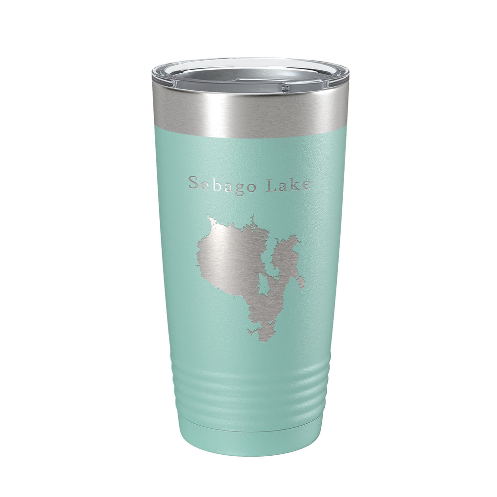 Sebago Lake Map Tumbler Travel Mug Insulated Laser Engraved Coffee Cup Maine 20 oz