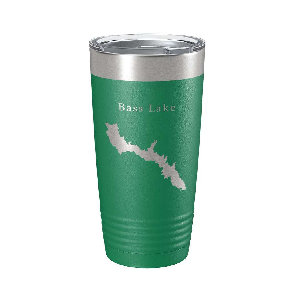 Bass Lake Map Tumbler Travel Mug Insulated Laser Engraved Coffee Cup California 20 oz