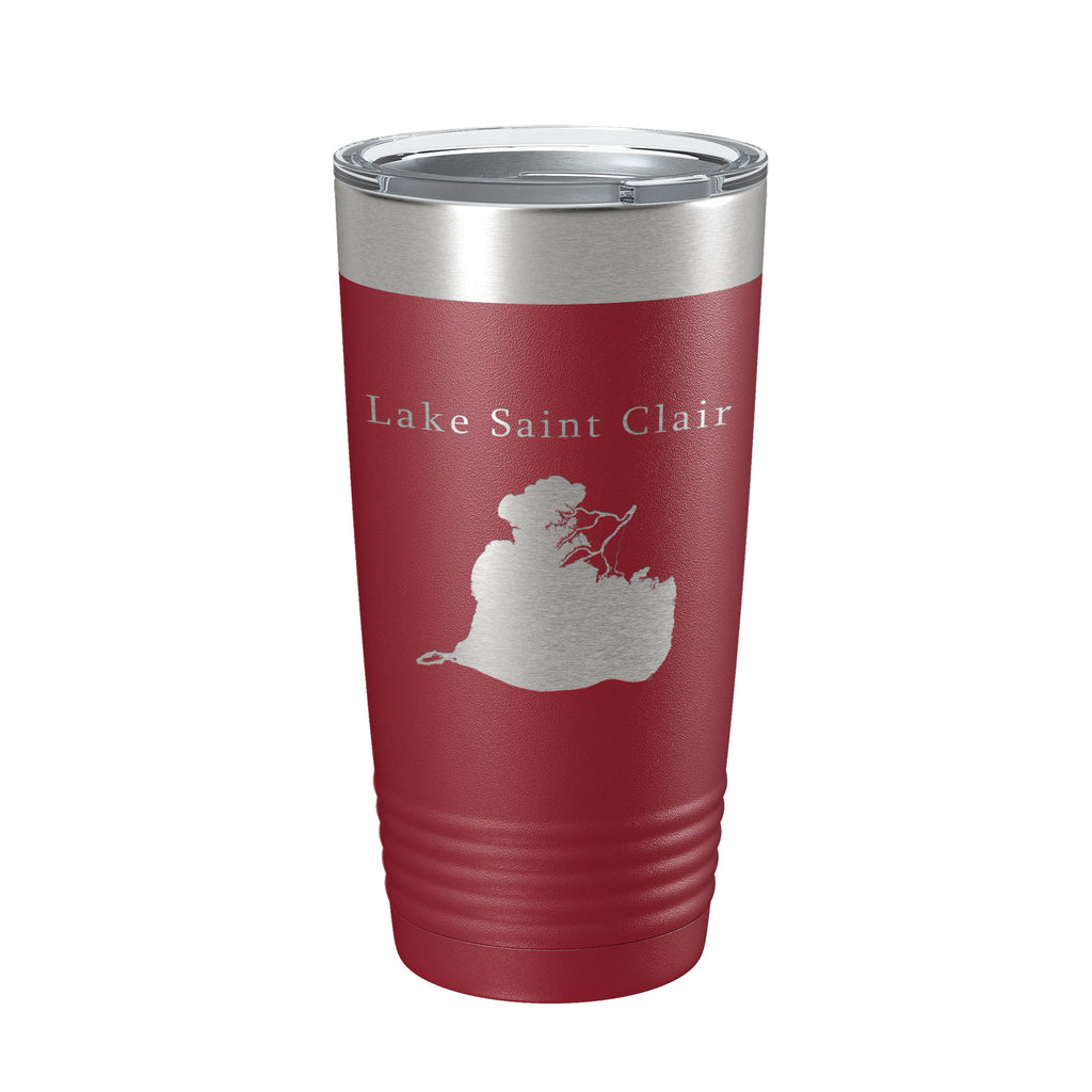 Lake Saint Clair Map Tumbler Travel Mug Insulated Laser Engraved Coffee Cup Michigan Ontario 20 oz