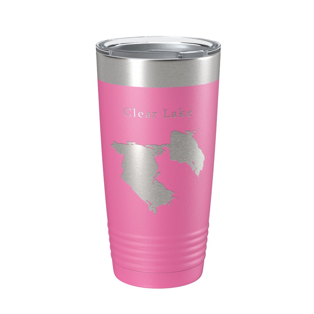 Clear Lake Reservoir Map Tumbler Travel Mug Insulated Laser Engraved Coffee Cup California 20 oz