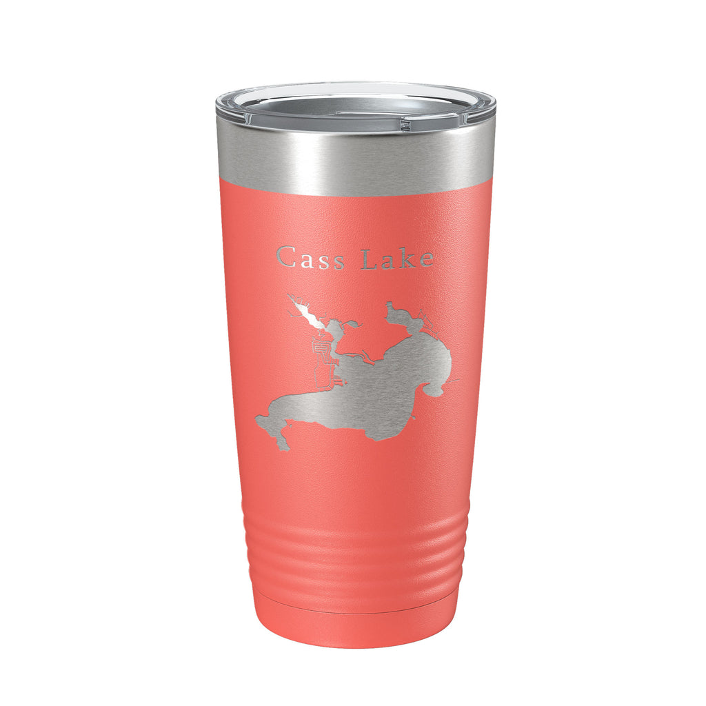 Cass Lake Map Tumbler Travel Mug Insulated Laser Engraved Coffee Cup Michigan 20 oz