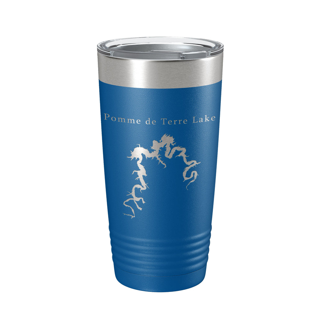 Pomme de Terre Lake Map Tumbler Travel Mug Insulated Laser Engraved Coffee Cup Missouri 20 oz