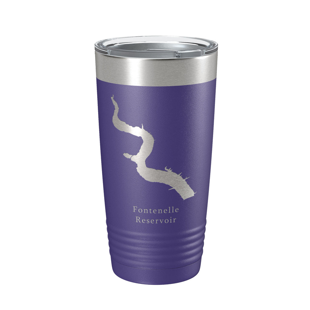 Fontenelle Reservoir Tumbler Lake Map Travel Mug Insulated Laser Engraved Coffee Cup Wyoming 20 oz