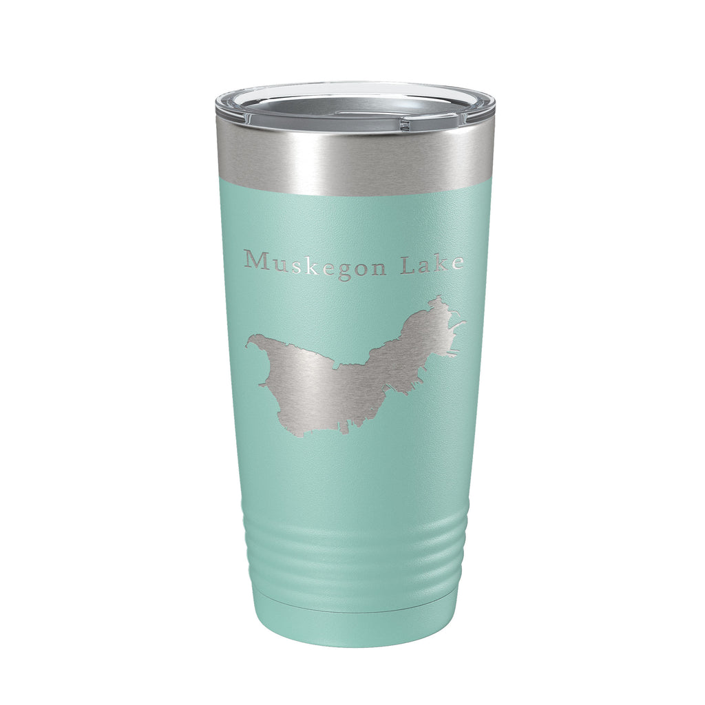 Muskegon Lake Map Tumbler Travel Mug Insulated Laser Engraved Coffee Cup Michigan 20 oz