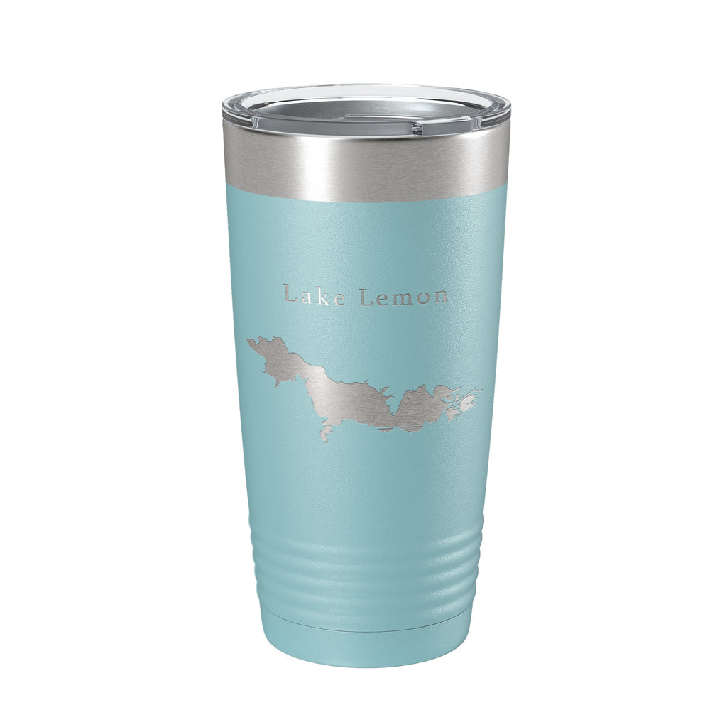 Lake Lemon Map Tumbler Travel Mug Insulated Laser Engraved Coffee Cup Indiana 20 oz