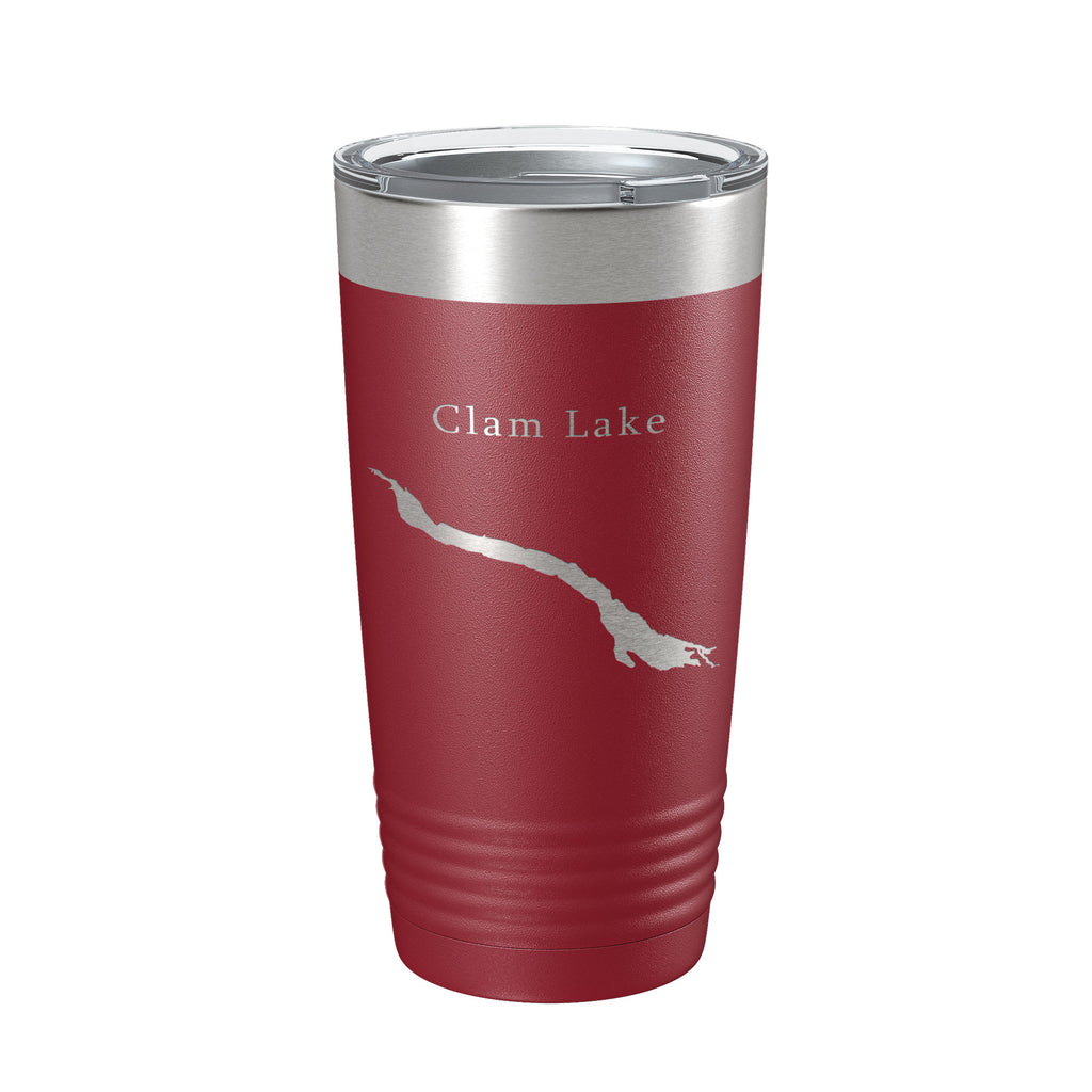 Clam Lake Map Tumbler Travel Mug Insulated Laser Engraved Coffee Cup Michigan 20 oz