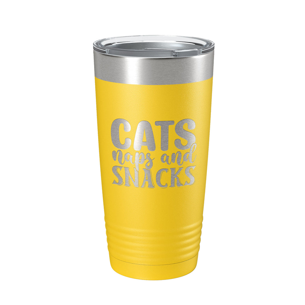 Cats Naps And Snacks Tumbler Travel Mug Funny Cat Lover Gift Insulated Laser Engraved Coffee Cup 20 oz