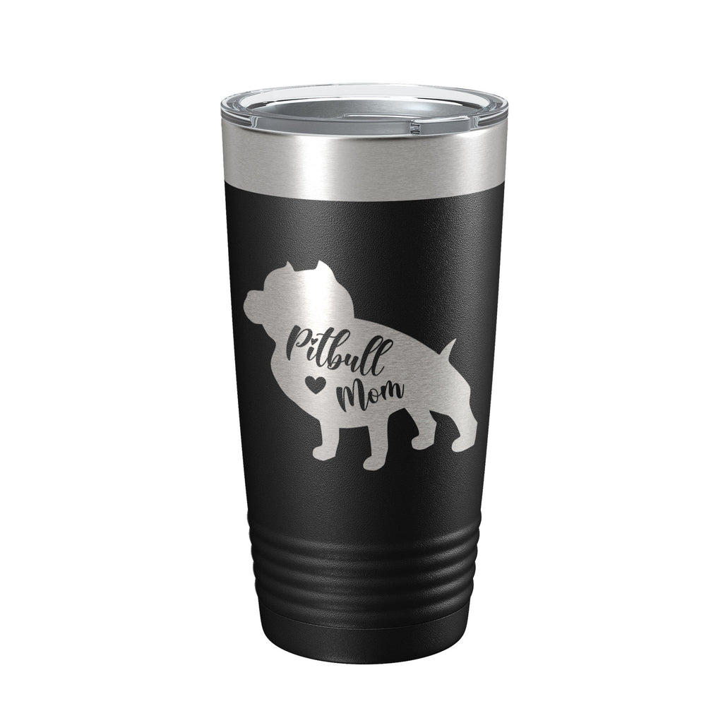 Pitbull Mom Tumbler Dog Travel Mug Gift Insulated Laser Engraved Coffee Cup Pit Bull 20 oz