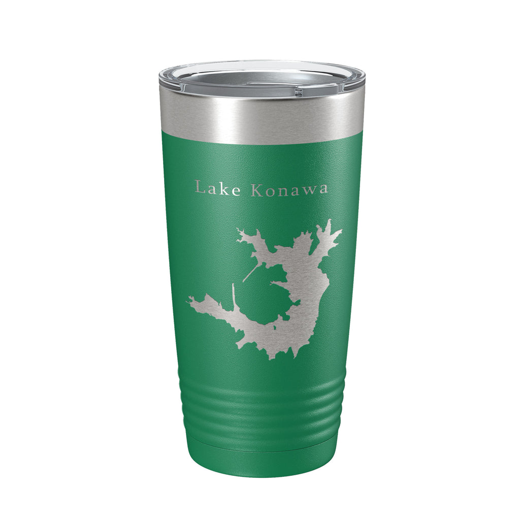 Lake Konawa Map Tumbler Travel Mug Insulated Laser Engraved Coffee Cup Oklahoma 20 oz