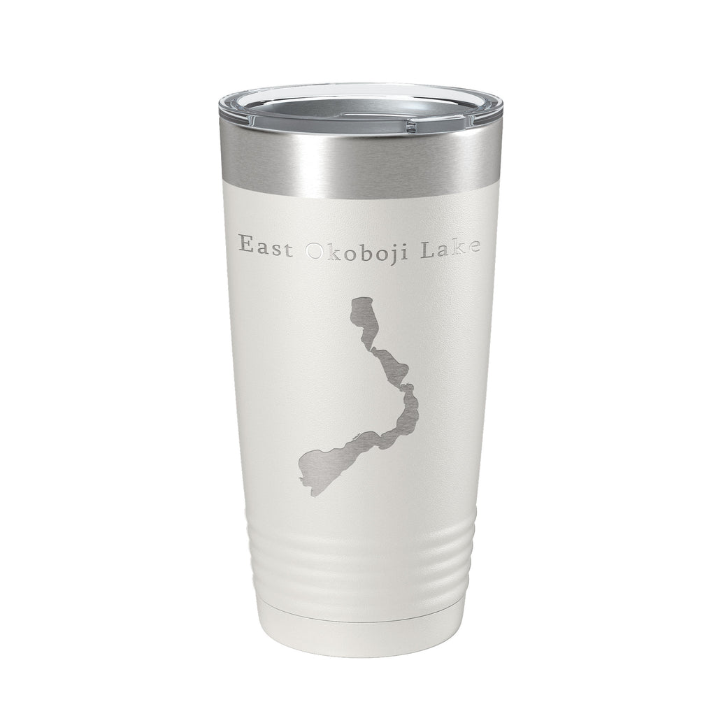 East Okoboji Lake Map Tumbler Travel Mug Insulated Laser Engraved Coffee Cup Iowa 20 oz