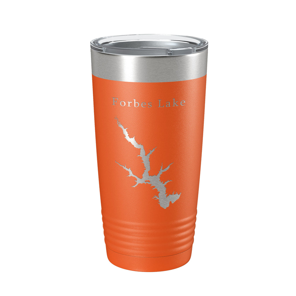 Forbes Lake Map Tumbler Travel Mug Insulated Laser Engraved Coffee Cup Illinois 20 oz