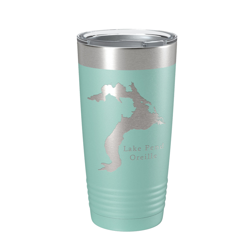 Lake Pend Oreille Map Tumbler Travel Mug Insulated Laser Engraved Coffee Cup Idaho 20 oz