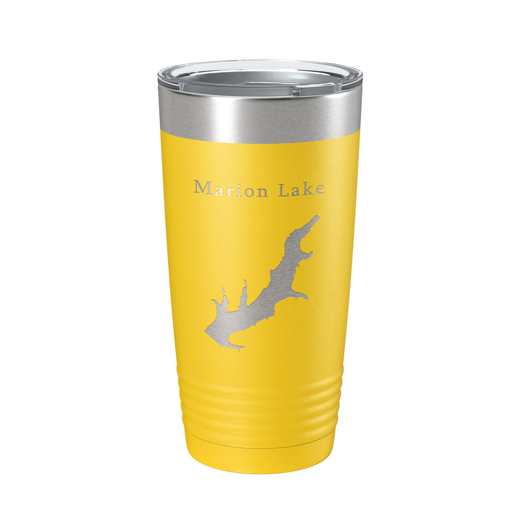 Marion Lake Map Tumbler Travel Mug Insulated Laser Engraved Coffee Cup Kansas 20 oz