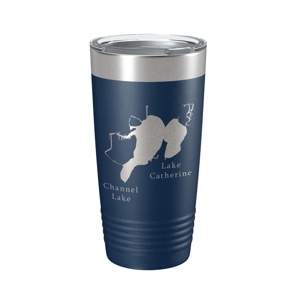 Channel Lake Catherine Lake Map Tumbler Travel Mug Insulated Laser Engraved Coffee Cup Illinois 20 oz