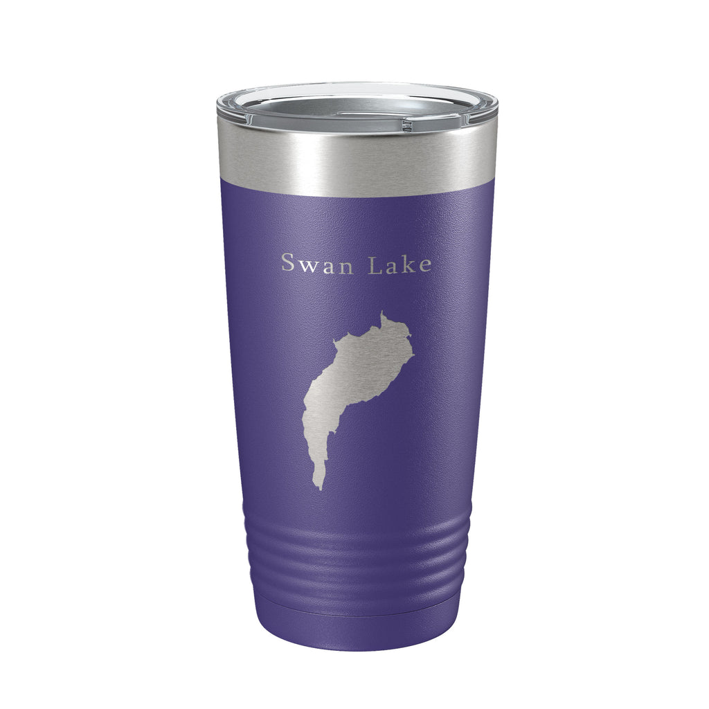 Swan Lake Map Tumbler Travel Mug Insulated Laser Engraved Coffee Cup Maine 20 oz