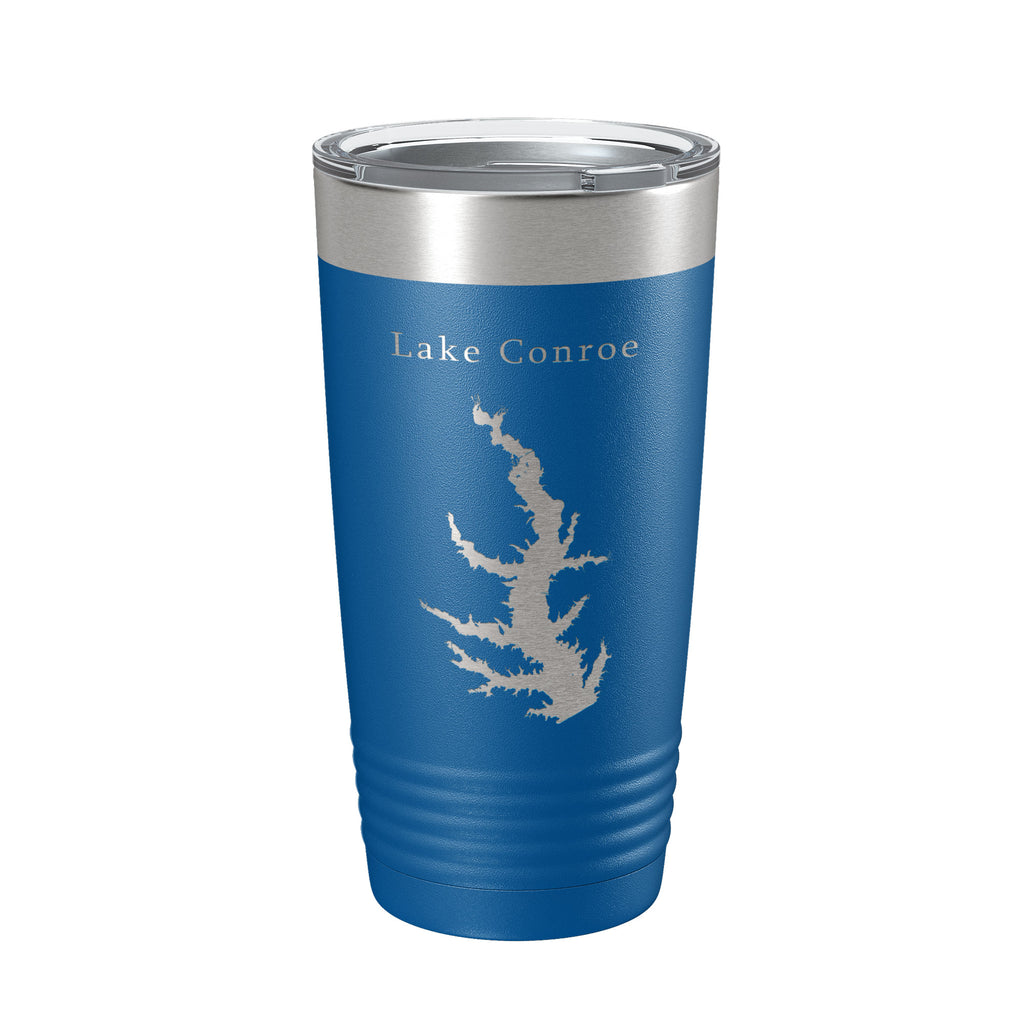 Lake Conroe Map Tumbler Travel Mug Insulated Laser Engraved Coffee Cup Texas 20 oz