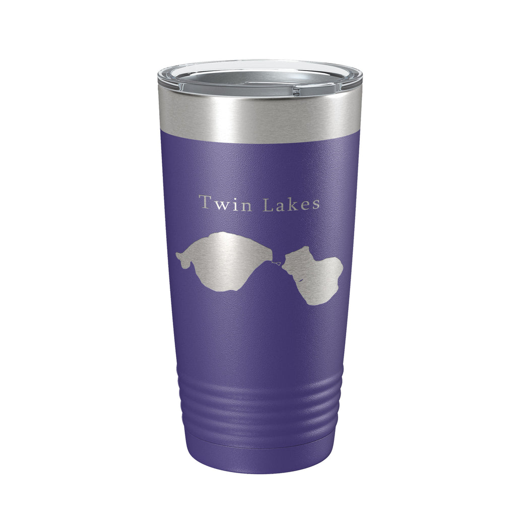 Twin Lakes Map Tumbler Travel Mug Insulated Laser Engraved Coffee Cup Lewiston Montmorency County Michigan 20 oz