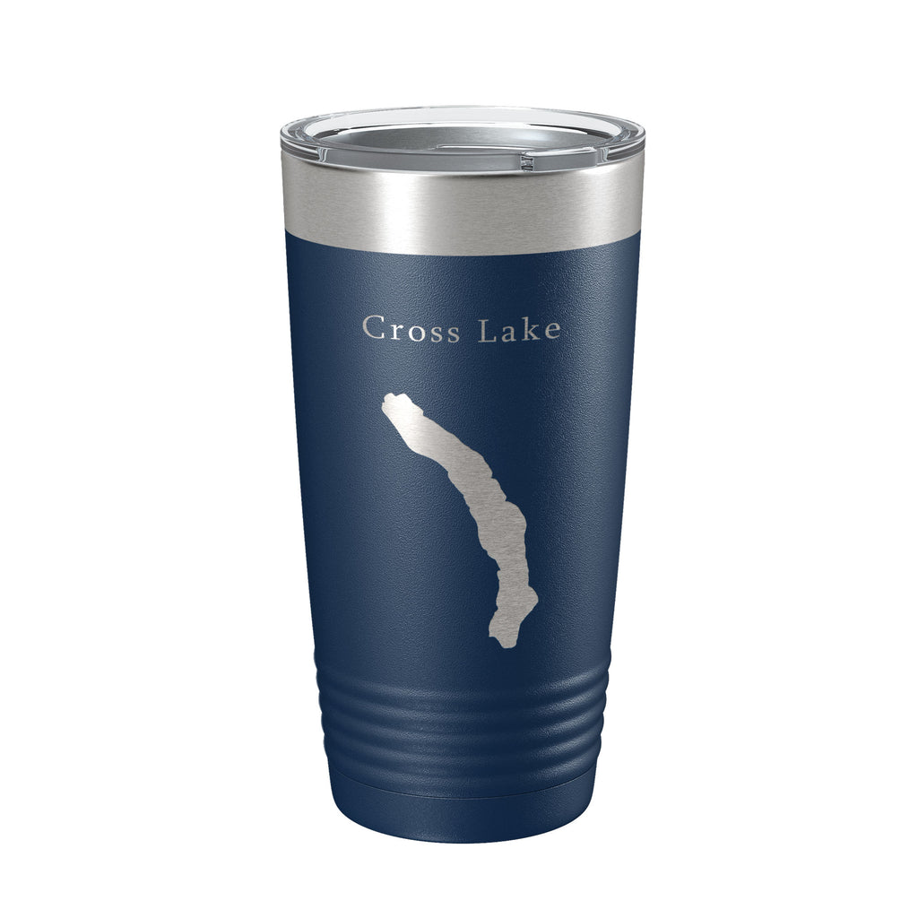 Cross Lake Map Tumbler Travel Mug Insulated Laser Engraved Coffee Cup Maine 20 oz