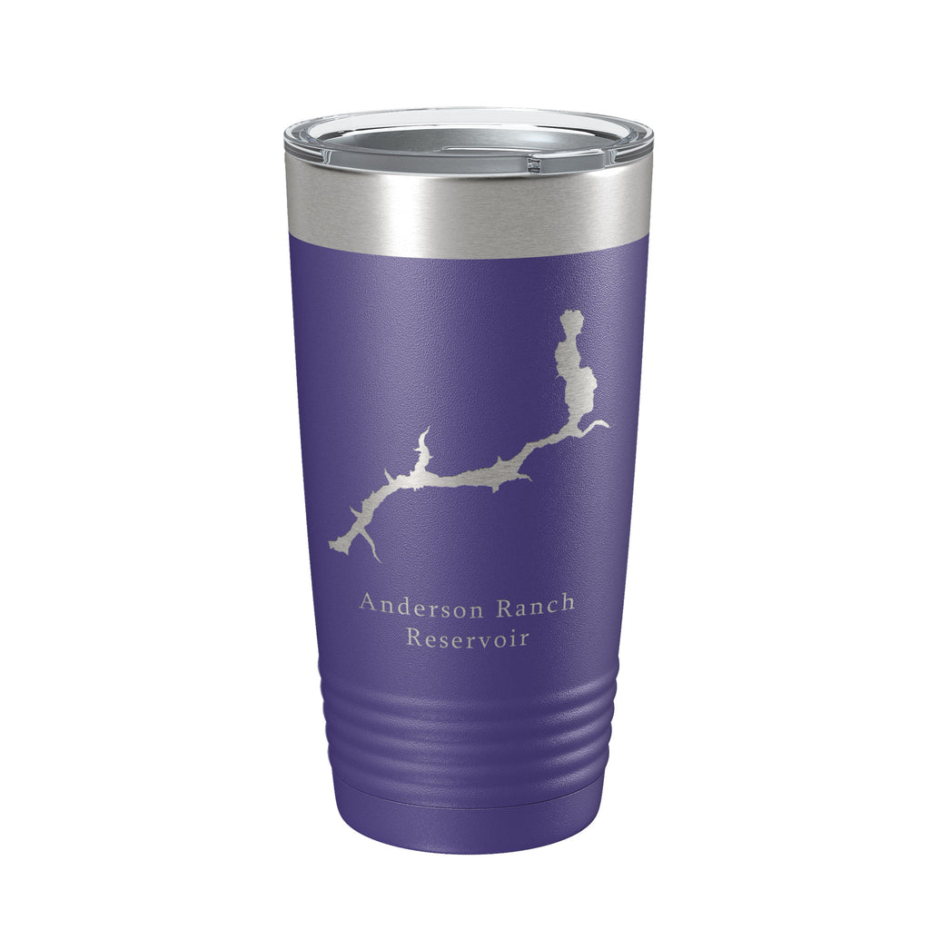 Anderson Ranch Reservoir Tumbler Lake Map Travel Mug Insulated Laser Engraved Coffee Cup South Fork Boise River Idaho 20 oz