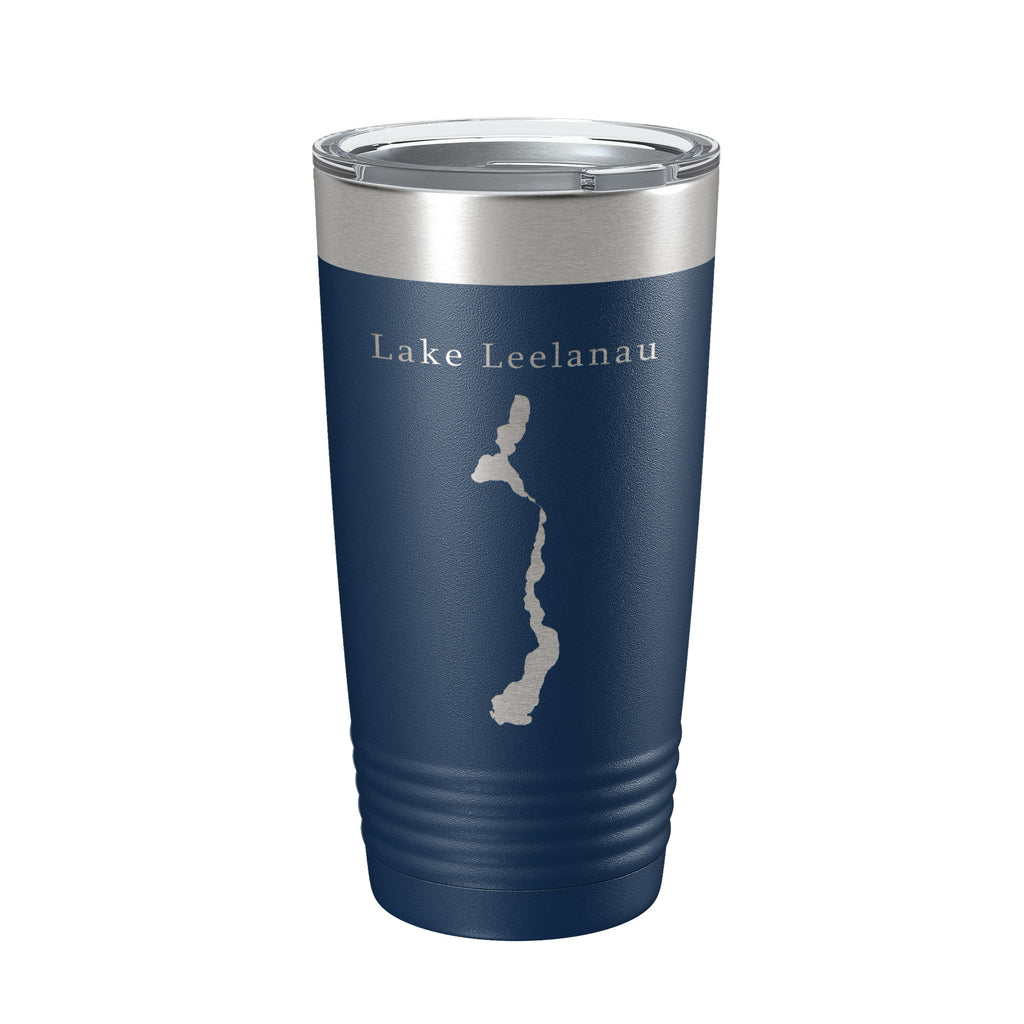 Lake Leelanau Map Tumbler Travel Mug Insulated Laser Engraved Coffee Cup Michigan 20 oz