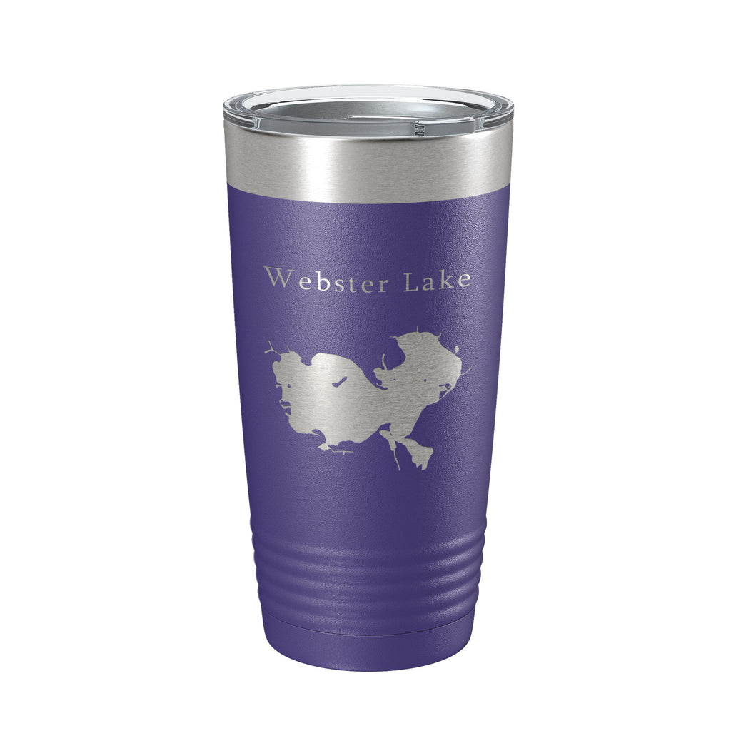 Webster Lake Map Tumbler Travel Mug Insulated Laser Engraved Coffee Cup Indiana 20 oz