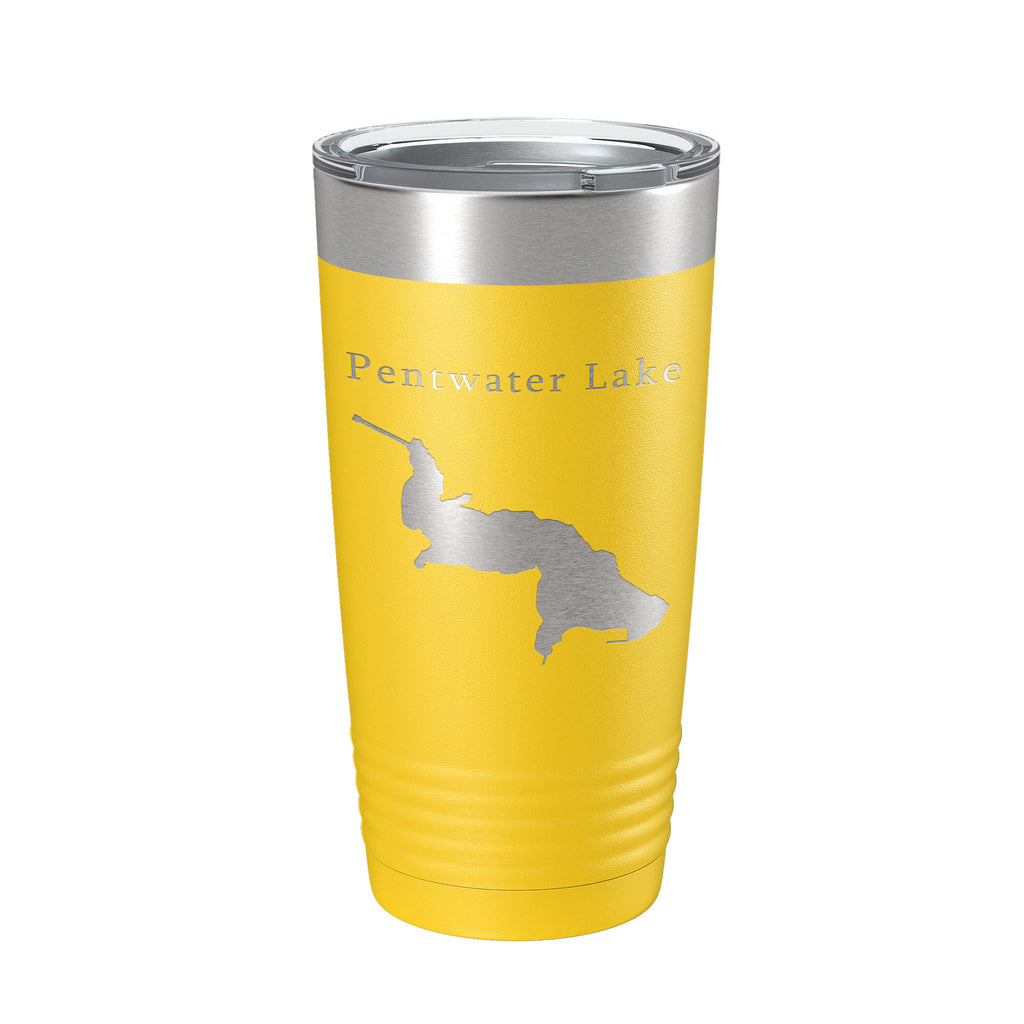 Pentwater Lake Map Tumbler Travel Mug Insulated Laser Engraved Coffee Cup Michigan 20 oz