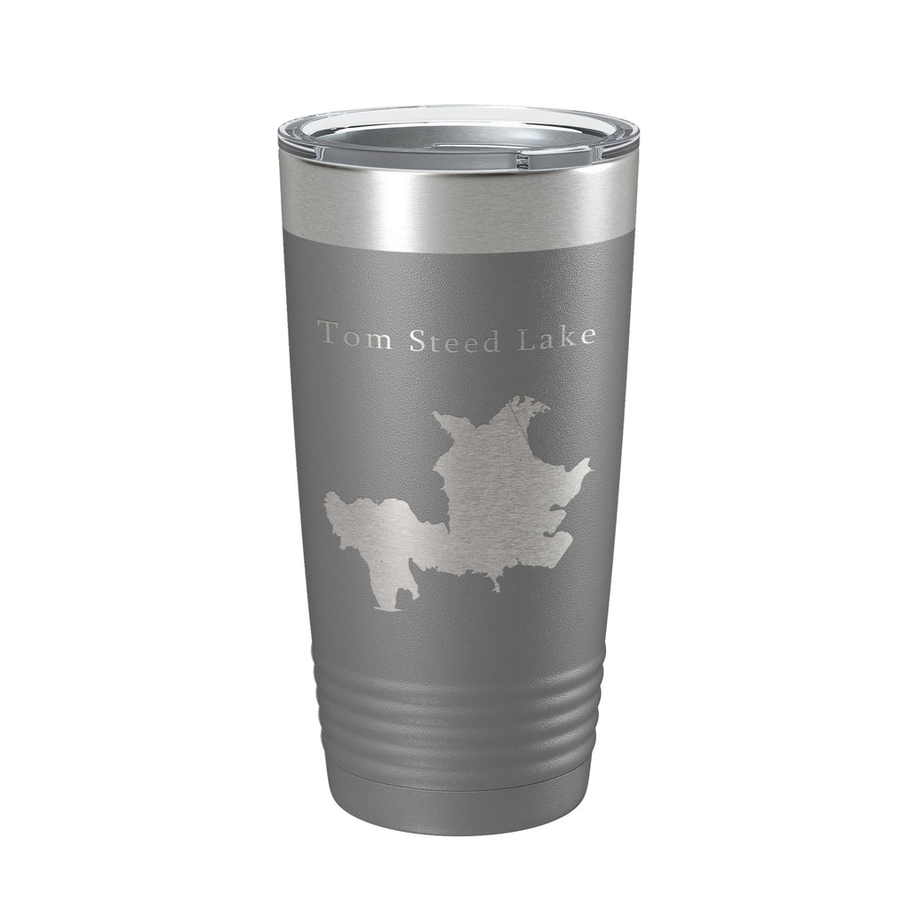 Tom Steed Lake Map Tumbler Travel Mug Insulated Laser Engraved Coffee Cup Oklahoma 20 oz