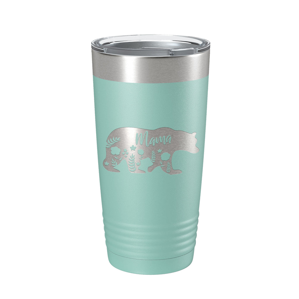 Mama Bear Tumbler Travel Mug Insulated Laser Engraved Coffee Cup Momma Mama Gift Mother's Day Floral 20 oz