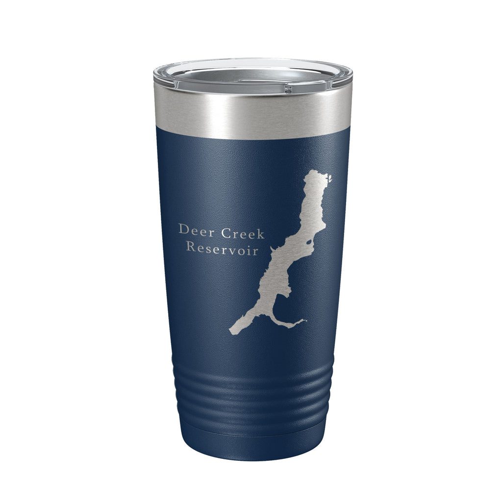 Deer Creek Reservoir Tumbler Lake Map Travel Mug Insulated Laser Engraved Coffee Cup Utah 20 oz