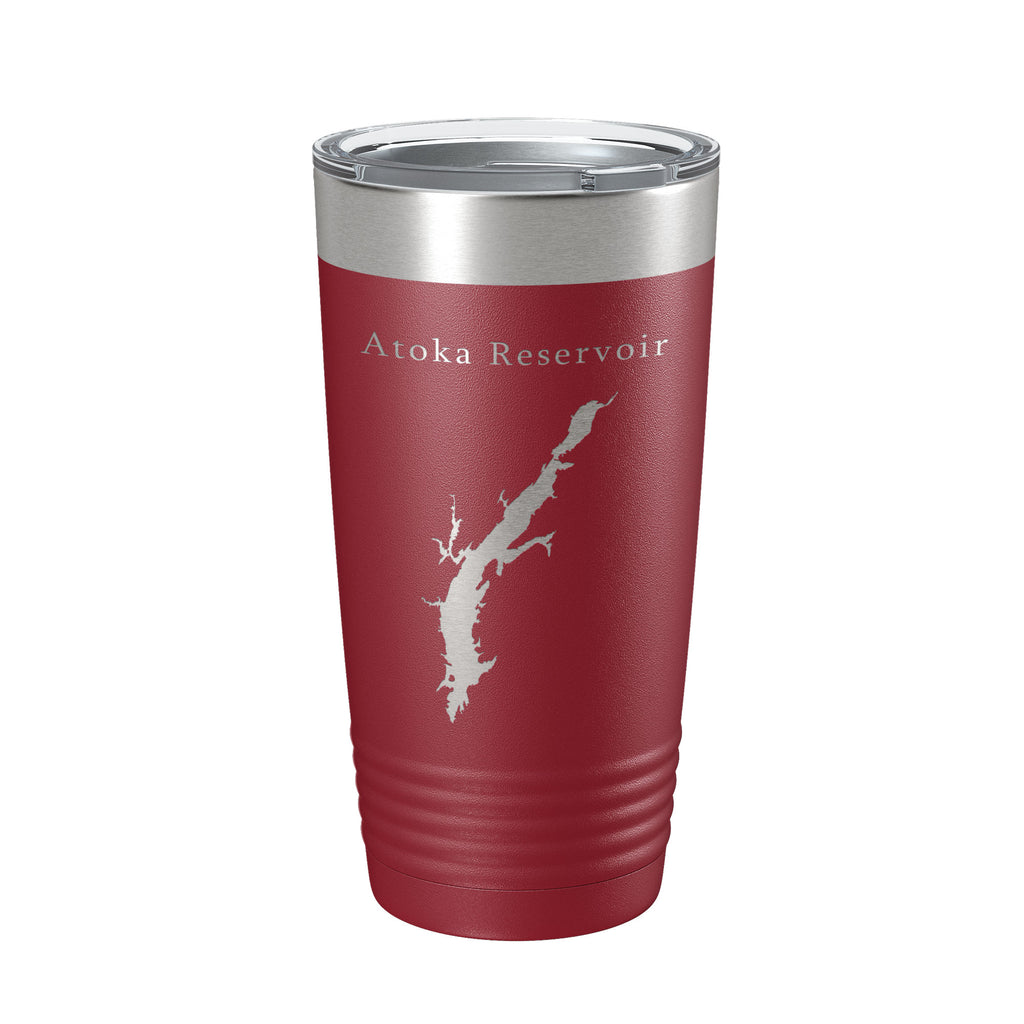 Atoka Reservoir Tumbler Lake Map Travel Mug Insulated Laser Engraved Coffee Cup Oklahoma 20 oz