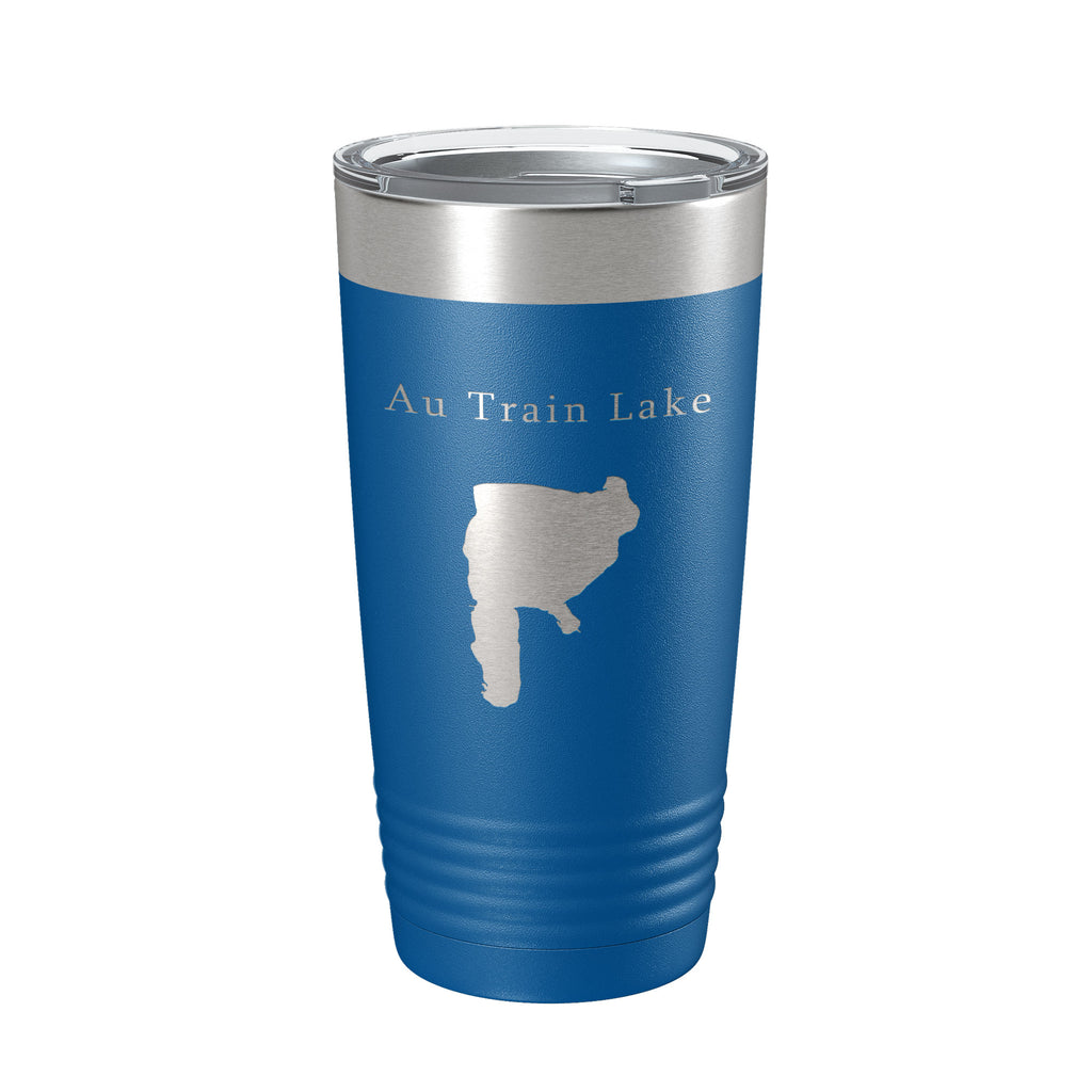 Au Train Lake Map Tumbler Travel Mug Insulated Laser Engraved Coffee Cup Michigan 20 oz