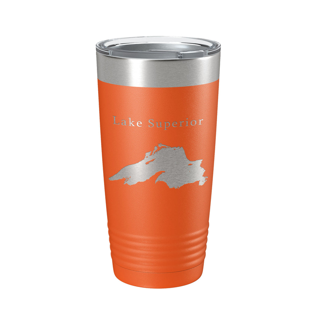 Lake Superior Map Tumbler Travel Mug Insulated Laser Engraved Coffee Cup Michigan Minnesota Wisconsin 20 oz