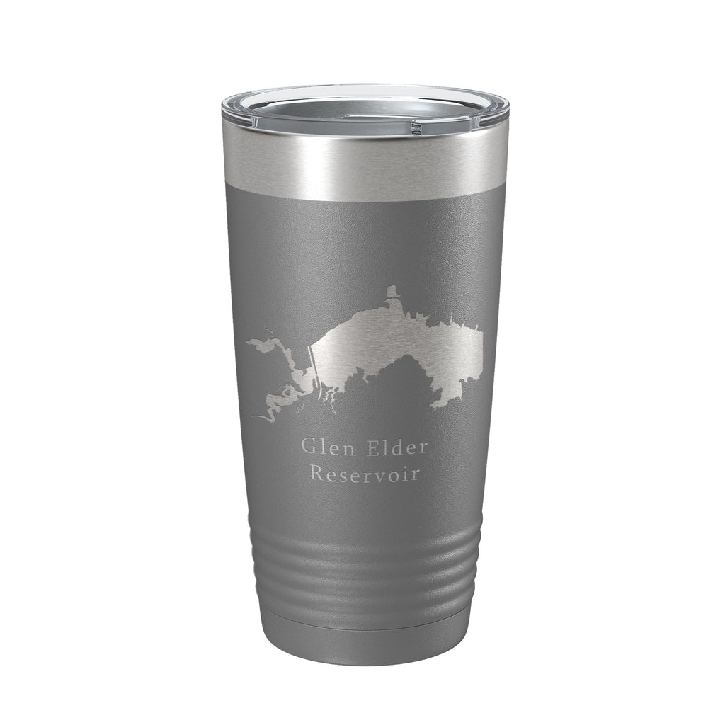 Glen Elder Reservoir Tumbler Lake Map Travel Mug Insulated Laser Engraved Coffee Cup Kansas 20 oz