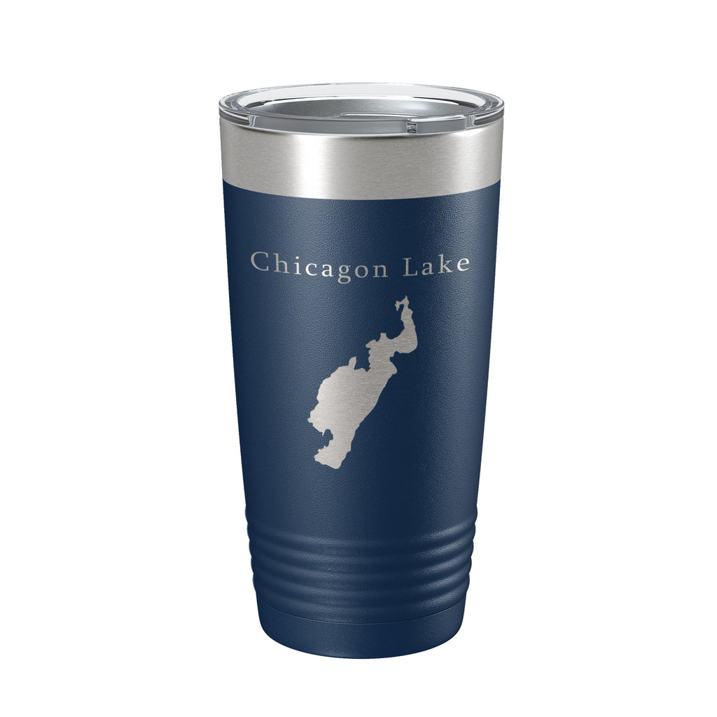 Chicagon Lake Map Tumbler Travel Mug Insulated Laser Engraved Coffee Cup Michigan 20 oz