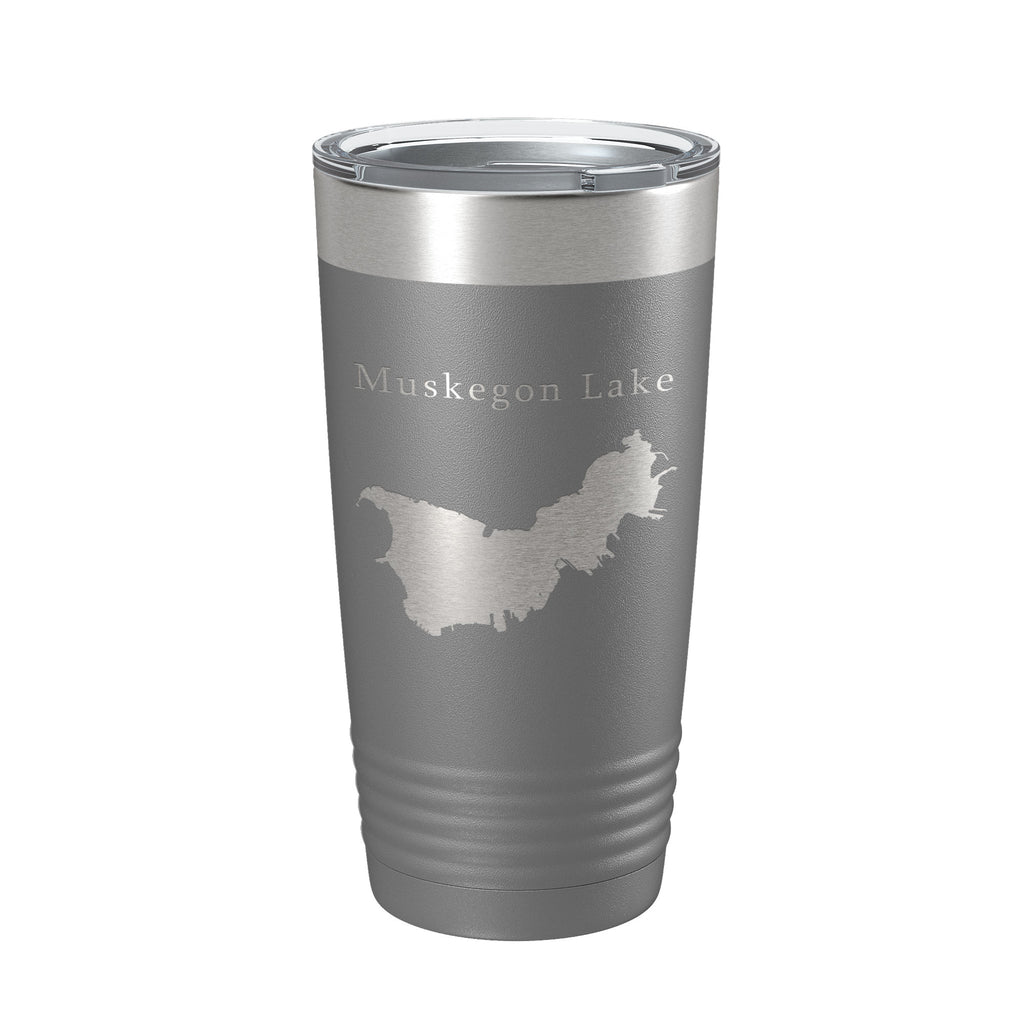 Muskegon Lake Map Tumbler Travel Mug Insulated Laser Engraved Coffee Cup Michigan 20 oz