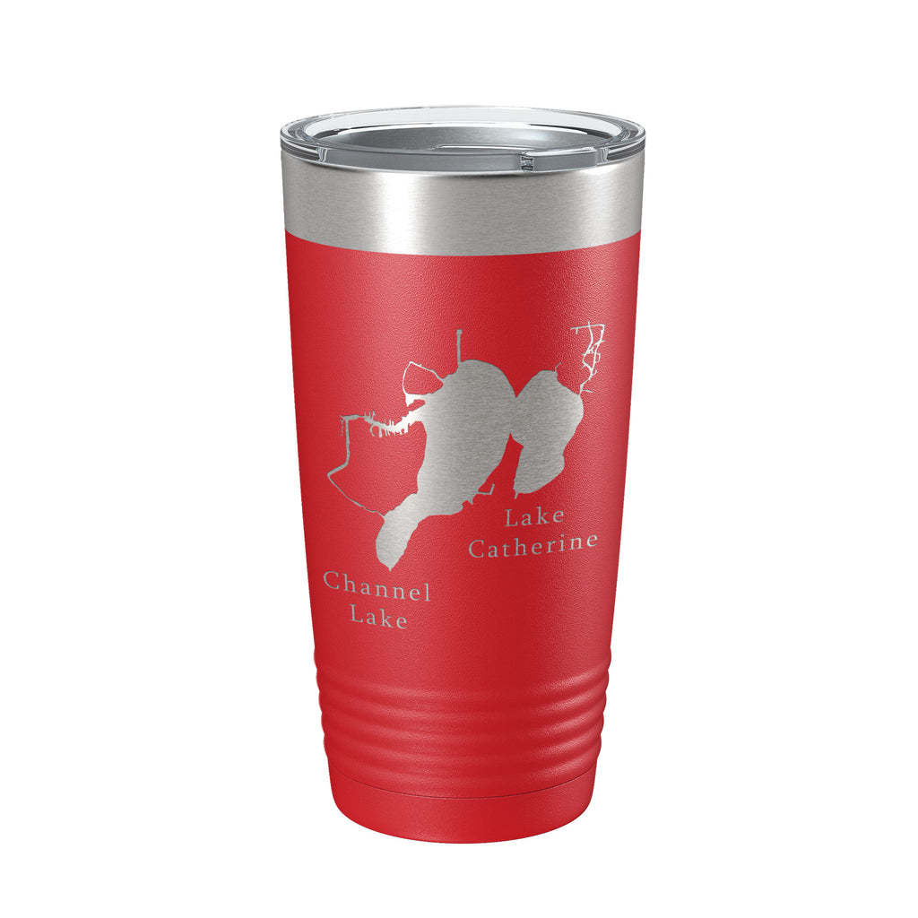 Channel Lake Catherine Lake Map Tumbler Travel Mug Insulated Laser Engraved Coffee Cup Illinois 20 oz