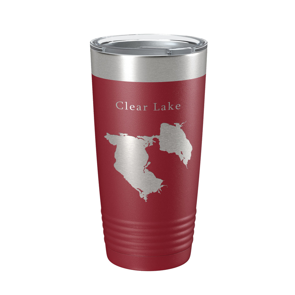 Clear Lake Reservoir Map Tumbler Travel Mug Insulated Laser Engraved Coffee Cup California 20 oz