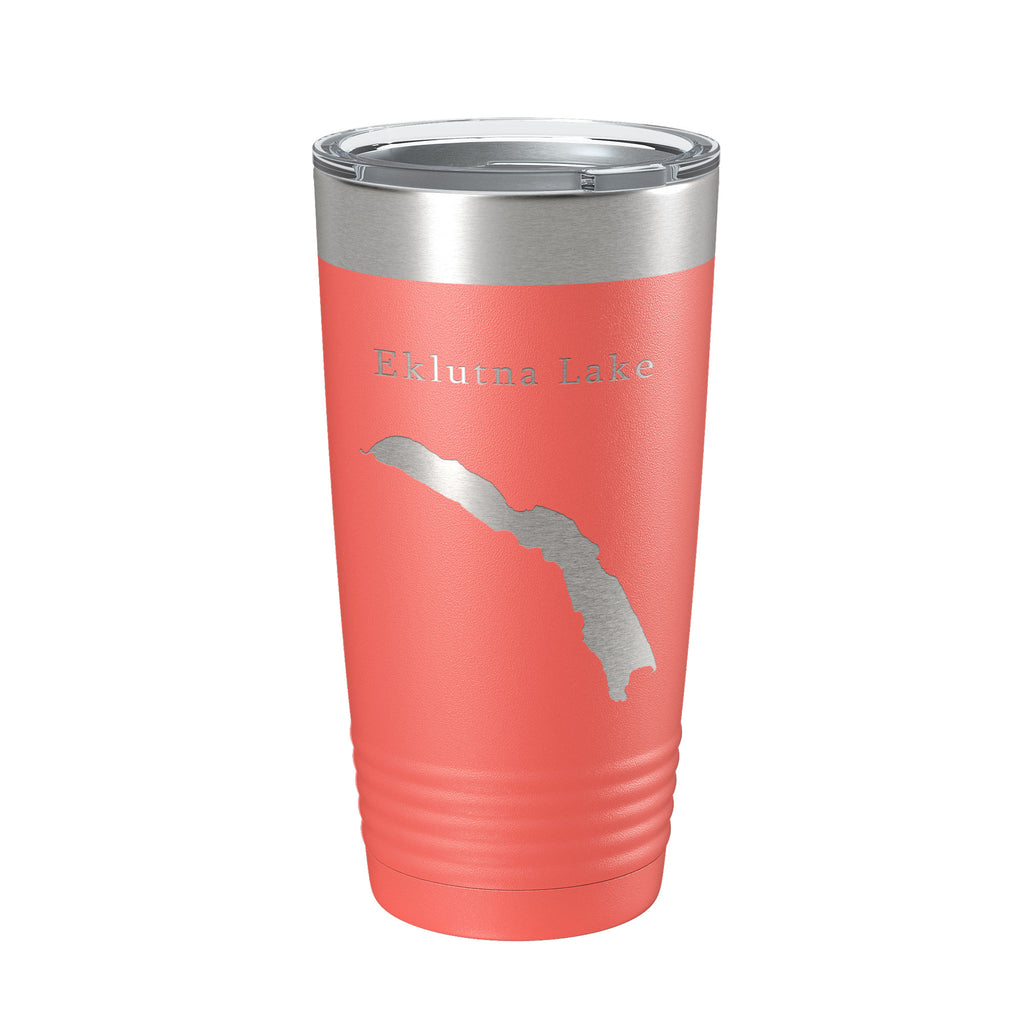 Eklutna Lake Map Tumbler Travel Mug Insulated Laser Engraved Coffee Cup Alaska 20 oz