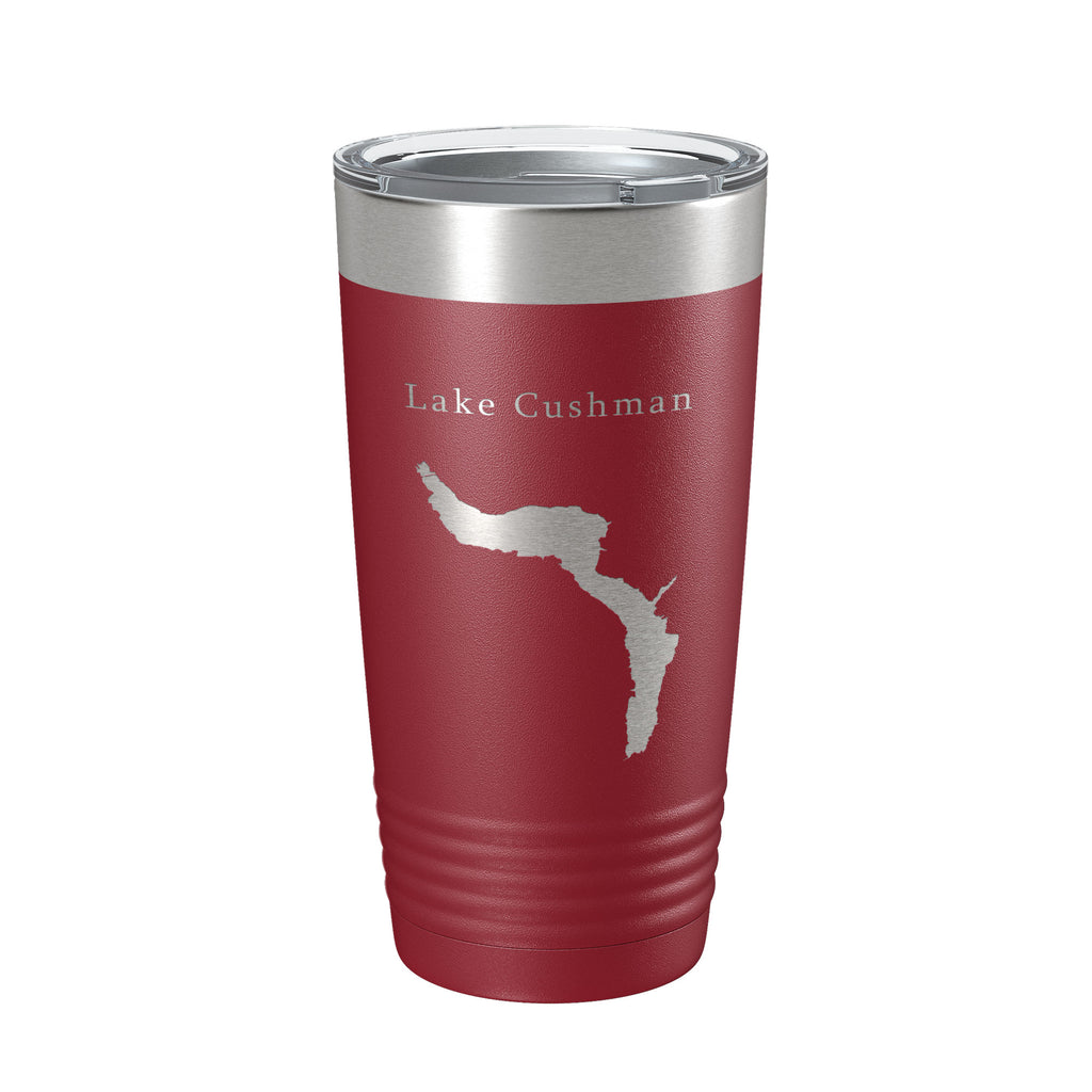 Lake Cushman Map Tumbler Travel Mug Insulated Laser Engraved Coffee Cup Washington 20 oz