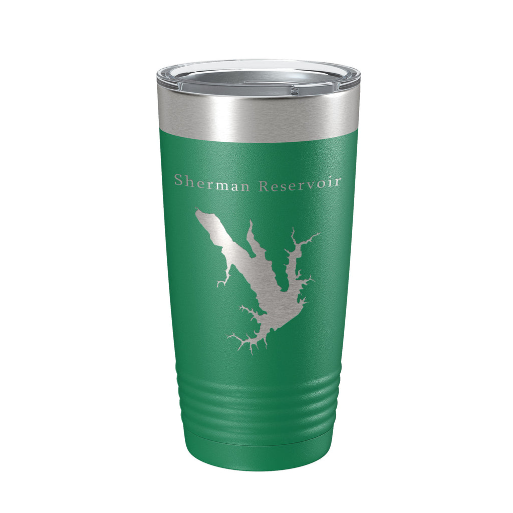 Sherman Reservoir Tumbler Lake Map Travel Mug Insulated Laser Engraved Coffee Cup Nebraska 20 oz