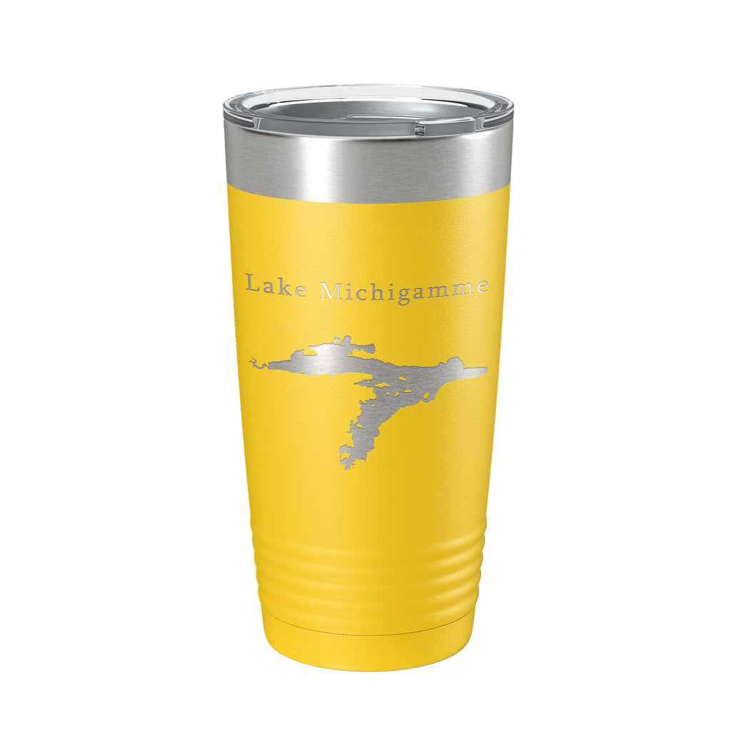 Lake Michigamme Map Tumbler Travel Mug Insulated Laser Engraved Coffee Cup Michigan 20 oz