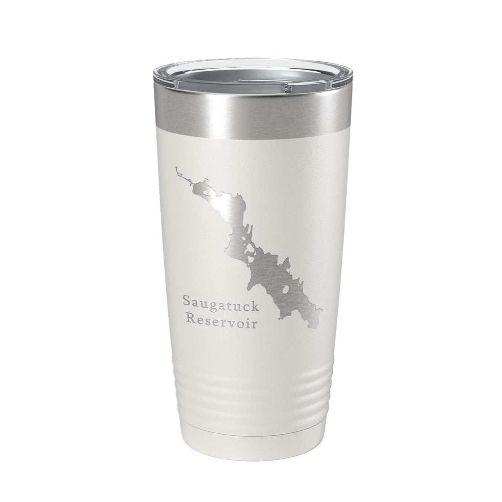 Saugatuck Reservoir Tumbler Lake Map Travel Mug Insulated Laser Engraved Coffee Cup Connecticut 20 oz