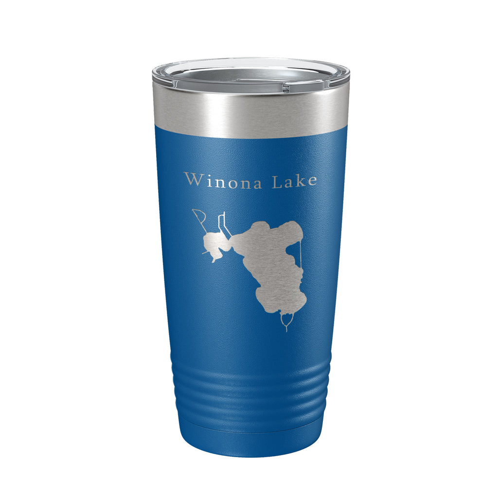 Winona Lake Map Tumbler Travel Mug Insulated Laser Engraved Coffee Cup Indiana 20 oz