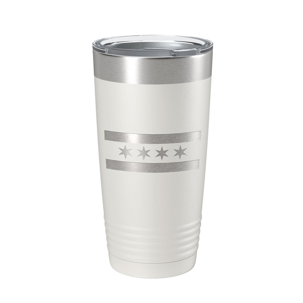 Chicago IL Flag Tumbler Chitown Travel Mug Gift Insulated Laser Engraved Coffee Cup 20 oz