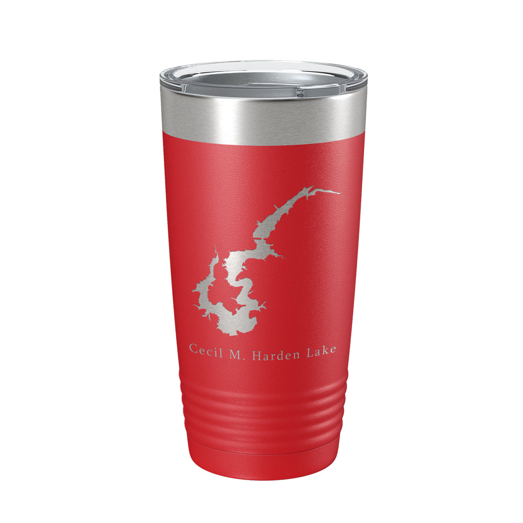 Cecil M. Harden Lake Map Tumbler Travel Mug Insulated Laser Engraved Coffee Cup Indiana 20 oz