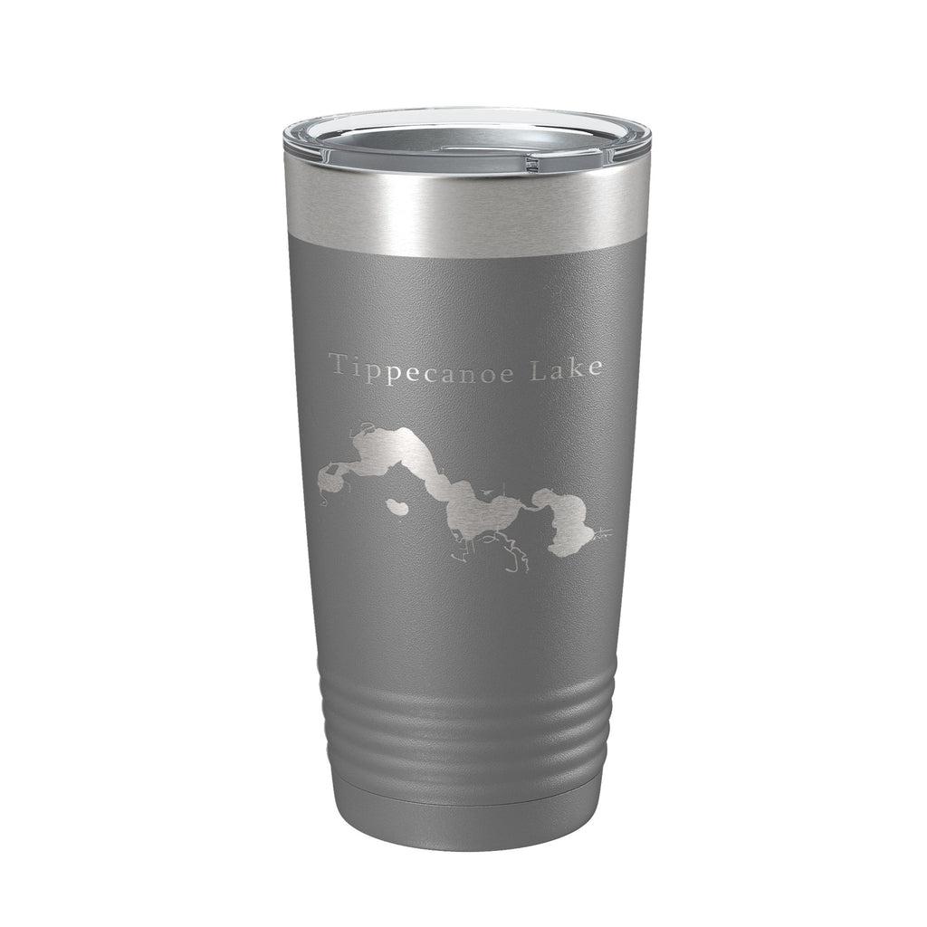 Tippecanoe Lake Map Tumbler Travel Mug Insulated Laser Engraved Coffee Cup Indiana 20 oz