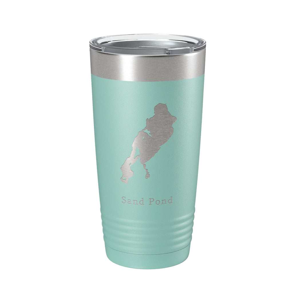 Sand Pond Tumbler Lake Map Travel Mug Insulated Laser Engraved Coffee Cup Maine 20 oz