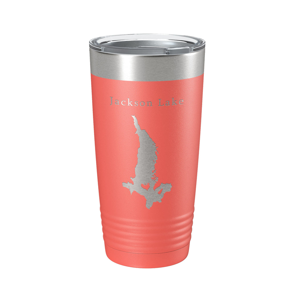 Jackson Lake Map Tumbler Travel Mug Insulated Laser Engraved Coffee Cup Grand Teton Wyoming 20 oz