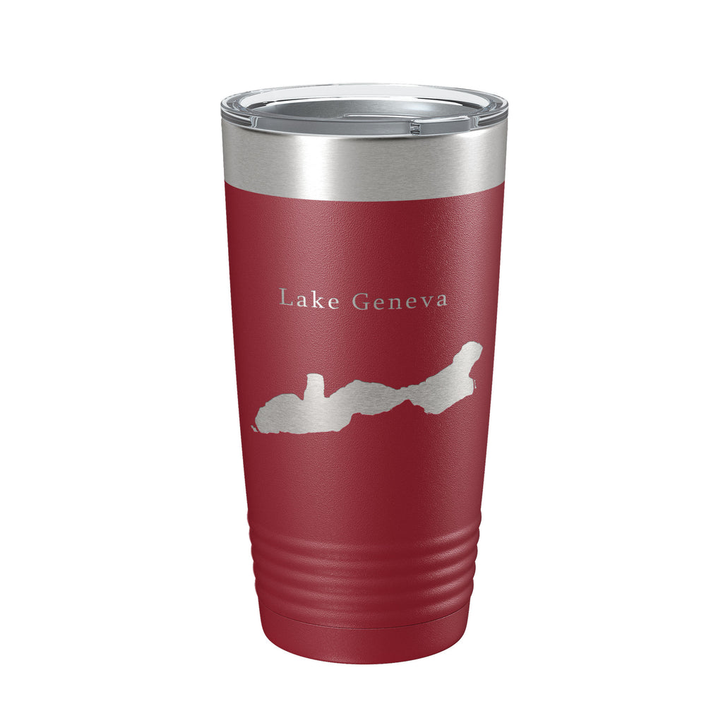 Lake Geneva Map Tumbler Travel Mug Insulated Laser Engraved Coffee Cup Wisconsin 20 oz